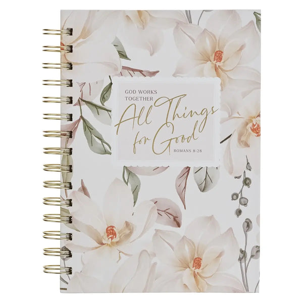 Journal Wirebound White Floral All Things For Good Rom. 8:27