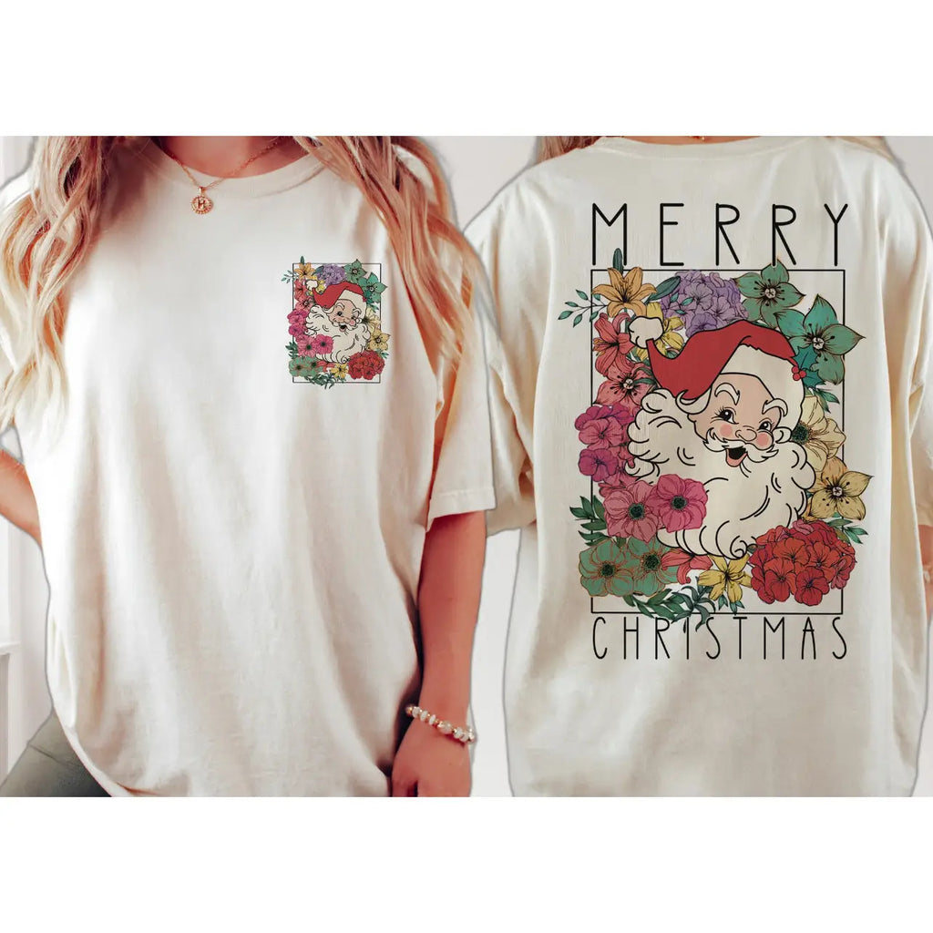 Merry Christmas Floral Tee