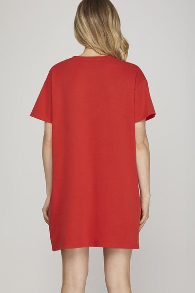 Short Sleeve Round Neck Knit Dress