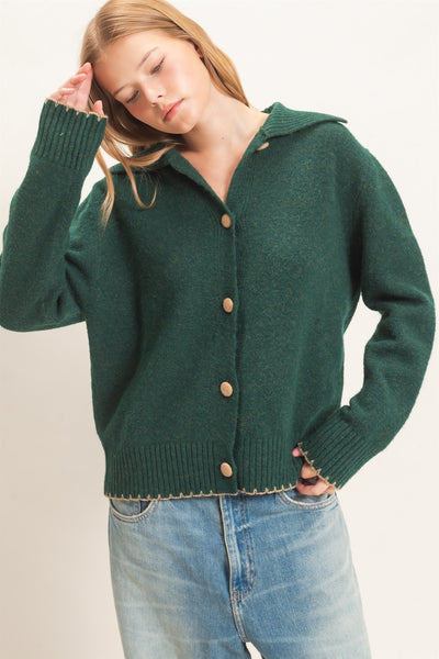 Blanket Stitch Collared Cardigan