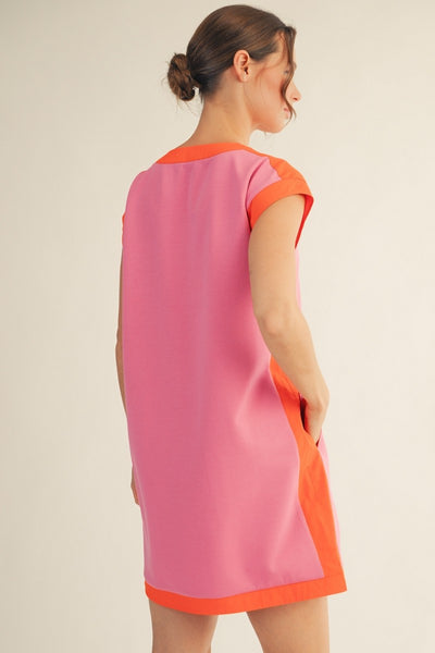 Contrast Accent Solid Casual Dress