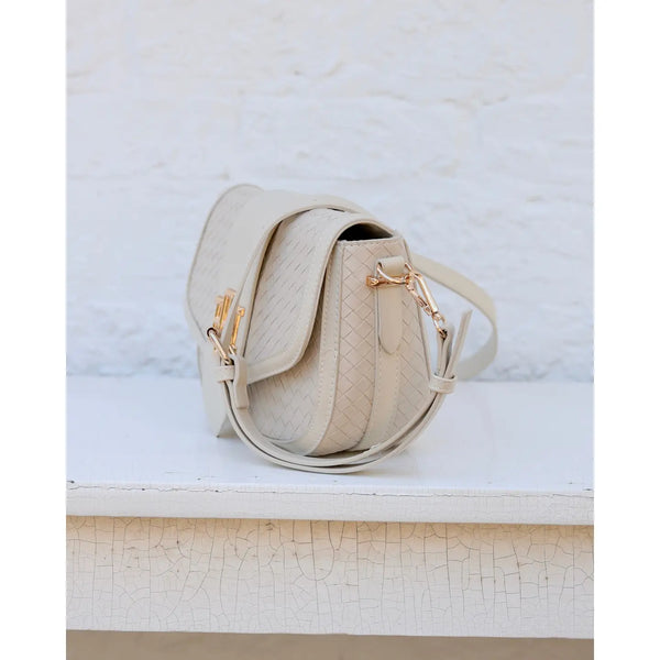 Griffin Crossbody Woven Almond Bag