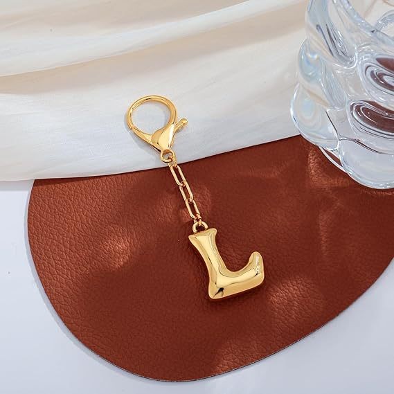 Bubble Letter Monogram Bag Charm Key Chain
