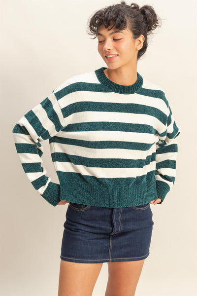 Striped Sweater With Ribbed Edge