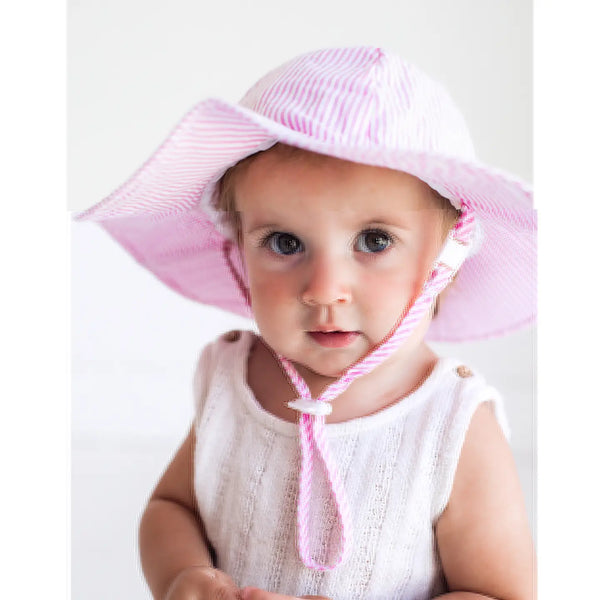 Pink Seersucker Sun Hat