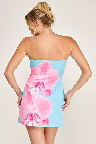 Floral Strapless Scuba Mini Dress