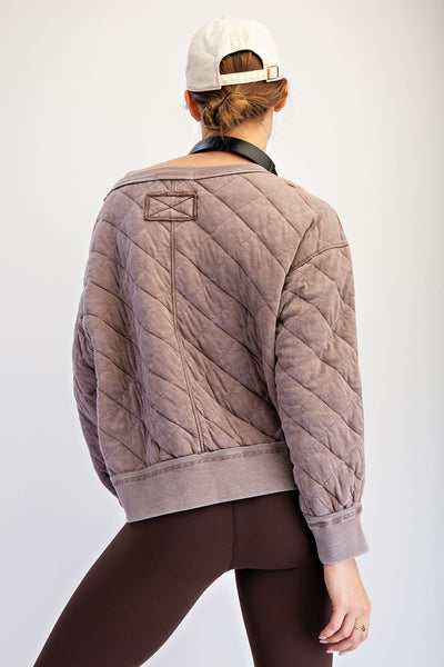 Quilted Off Shoulder Pullover