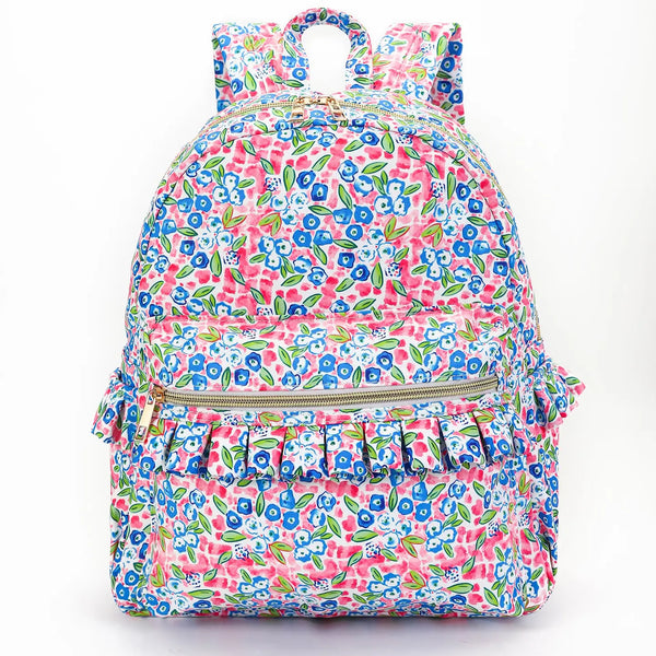 Blue Flower Girls Ruffle Backpack