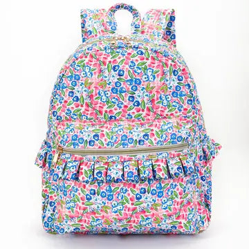 Girls Floral Ruffle Backpack