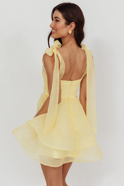 Square Neck Organza Mini Dress