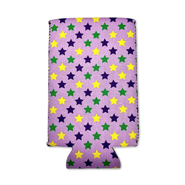 Purple, Green and Yellow Stars Skinny Coozie