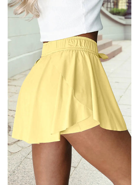 Drawstring High Waist Tennis Skort
