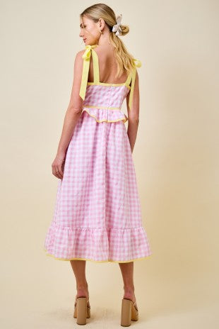 Sweetheart Gingham Corset Midi Dress