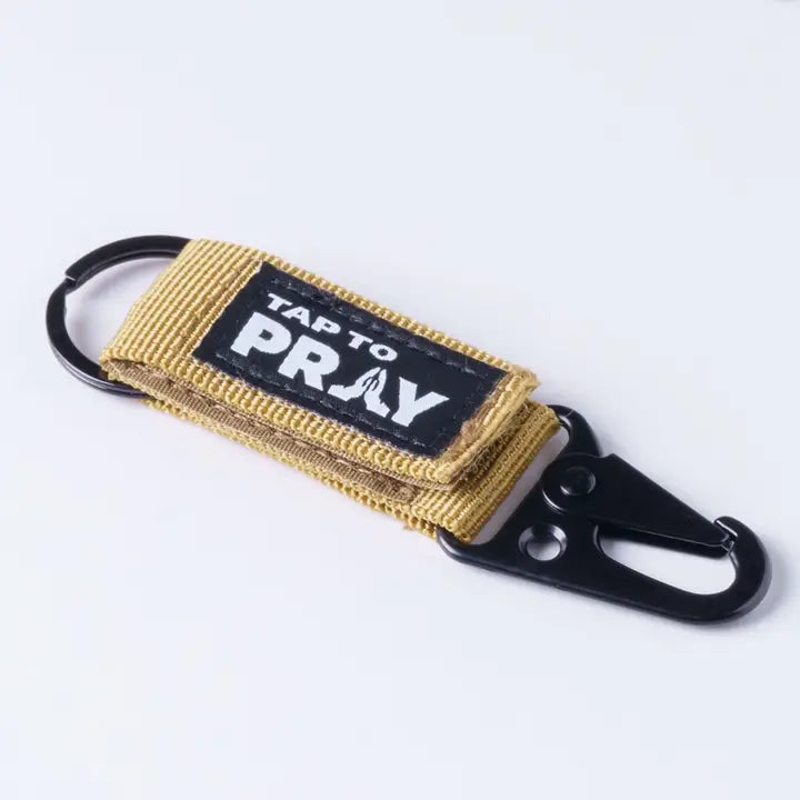 Tap To Pray Tan Tactical Carabiner Keychain