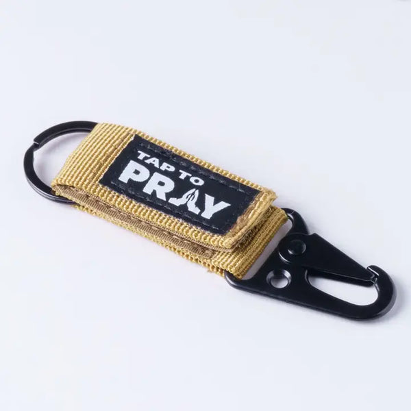 Tap To Pray Tan Tactical Carabiner Keychain