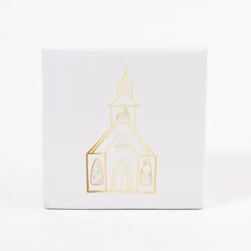 Church Block Art White/Multi 4x4x1