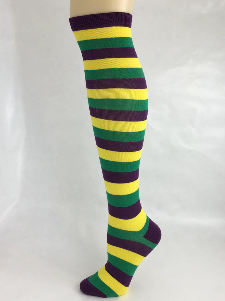 Mardi Gras Traditional Stripe Knee High Socks