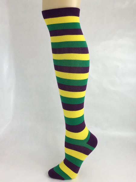 Mardi Gras Traditional Stripe Knee High Socks
