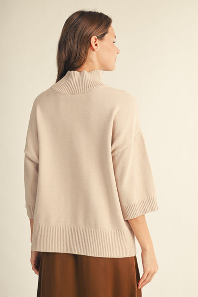 Drop Shoulder Turtleneck Sweater Top
