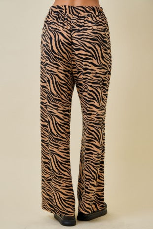 Tiger Print Wide Leg Lounge Pants
