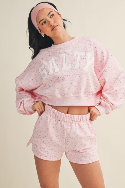 Salty Ditsy Crewneck Crop Sweatshirt