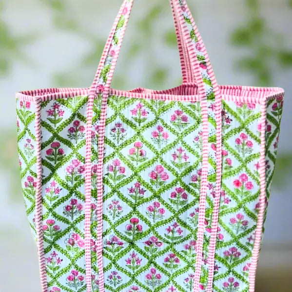 Miller Pink and Green Floral Tote Bag