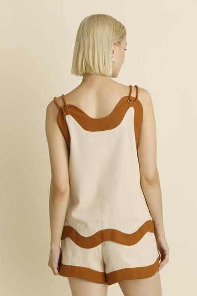 Linen Wave Hem Top