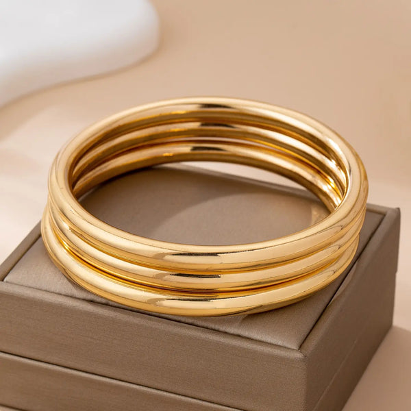 Chunky Triple Tube Bangle Bracelet Set