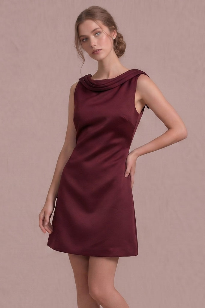 Heavy Satin Back Cowl Mini Dress