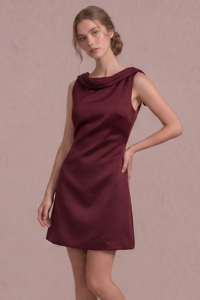 Heavy Satin Back Cowl Mini Dress