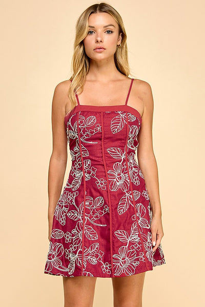 Embroidery Fit & Flare Mini Dress