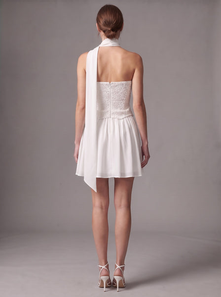 Beaded Strapless Tulle Mini Dress