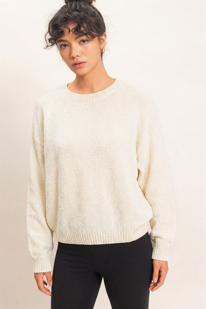 Chenille Crew Neck Sweater