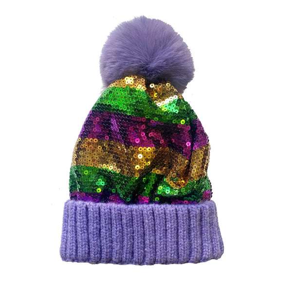 MG Sequin Beanie with Pom Pom