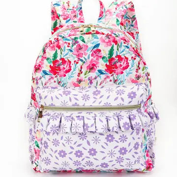 Girls Floral Ruffle Backpack