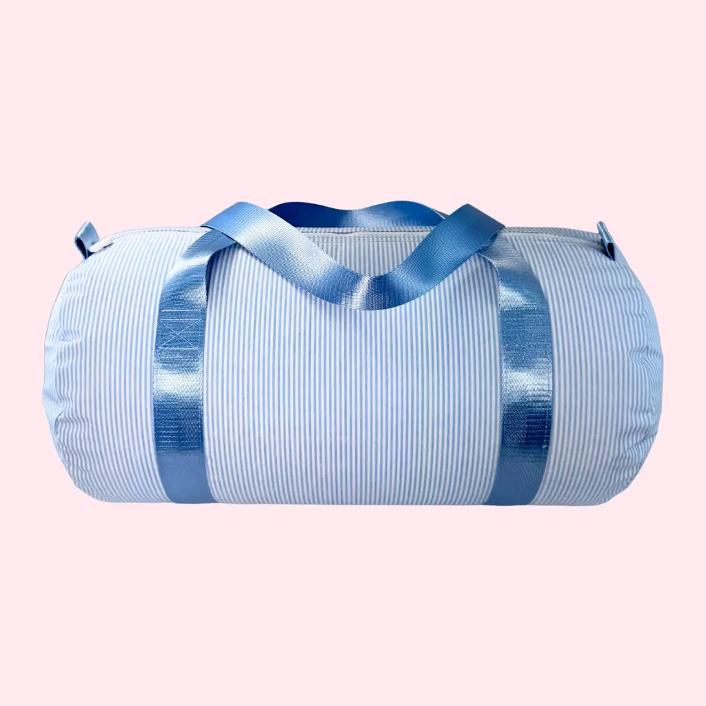 Kid's Baby Blue Preppy Stripe Glossy Medium Duffel