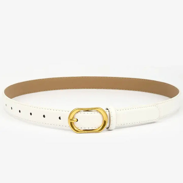 Gold Round Buckle Slim Belt