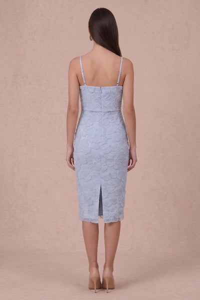 Beaded Flower Detail Sleeveless Midi Dress