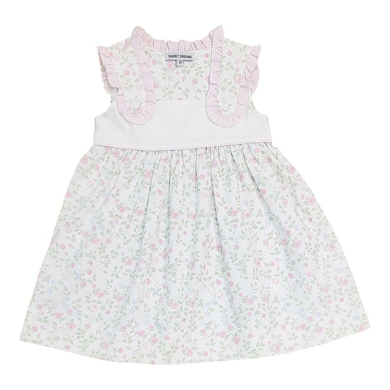 Pink Ruffle Shoulder Floral Print Dress