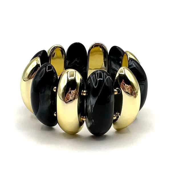Wide Gold Acrylic Stretch Bracelet