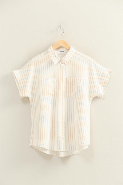 Striped Button Up Dolman Sleeve Top