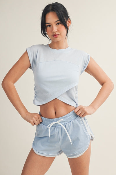 Slub Crossover Cropped Top