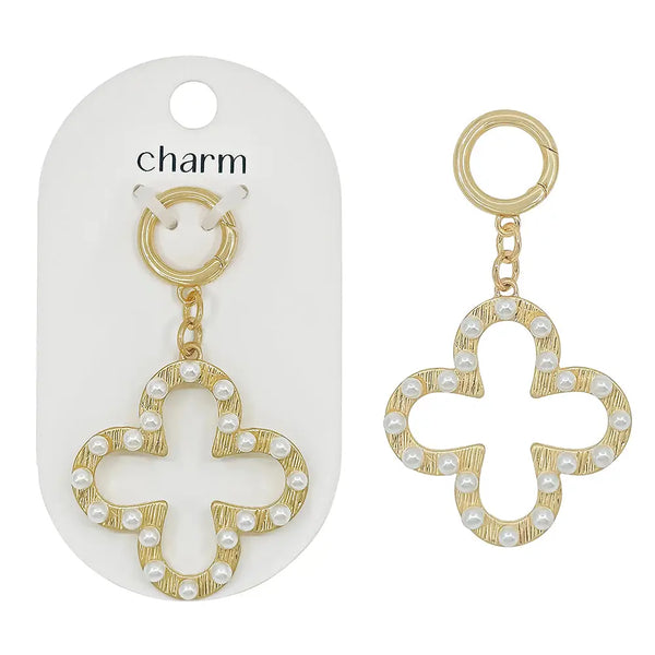 Pearl Studded Clover 1.25" Charm