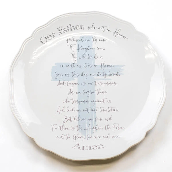 Lords Prayer Round Platter White/Ice/Gray