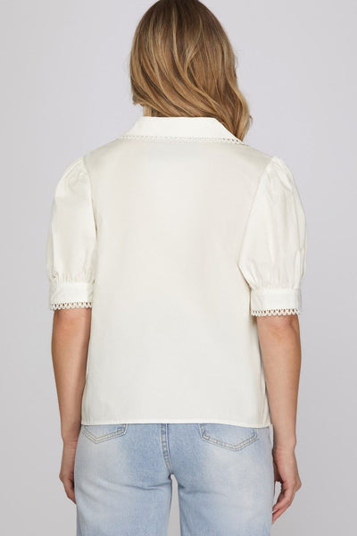V-Neck Collar Woven Top