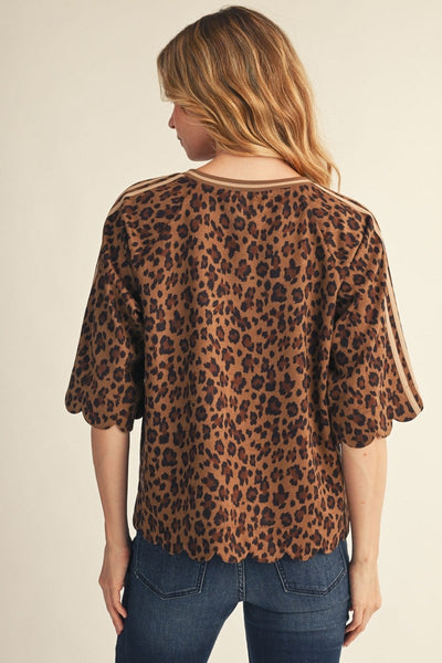 Scallop Edge Detail Casual Leopard Top