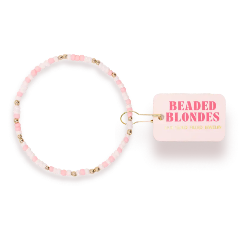 Light Pink & Luster White Sprinkle Bracelet-6.75in.