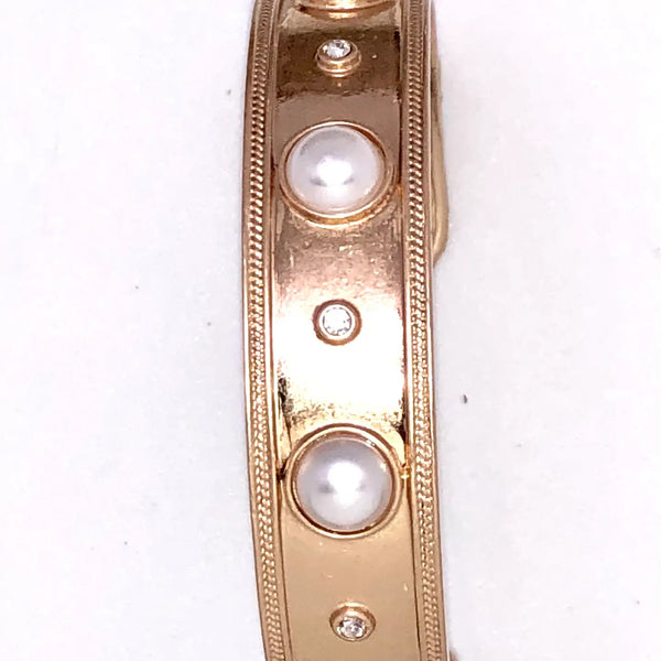 Bracelet Cuff Alloy Plated with Glass Pearl Dots