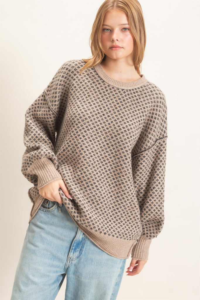 Diamond Jacquard Knit Sweater