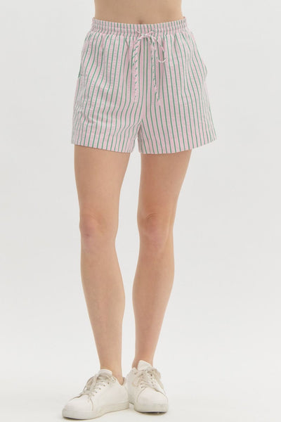 Striped High Waisted Pull On Short